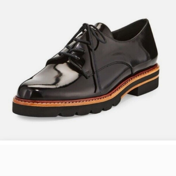 Stuart Weitzman Shoes - Stuart Weitzman Metro Black Patent Leather Lace-Up Oxfords – Size 9